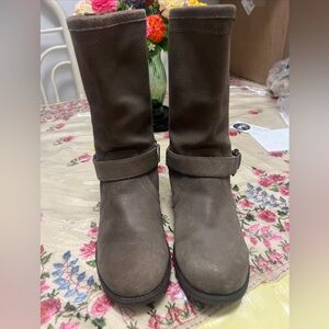 UGG Australia Womens Silva Fawn Suede Taupe mid calf harness boots womens Sz 7